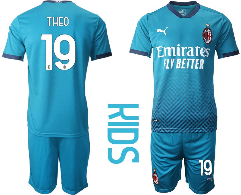 Youth 2020-2021 club AC milan away #19 blue Soccer Jerseys->manchester united jersey->Soccer Club Jersey